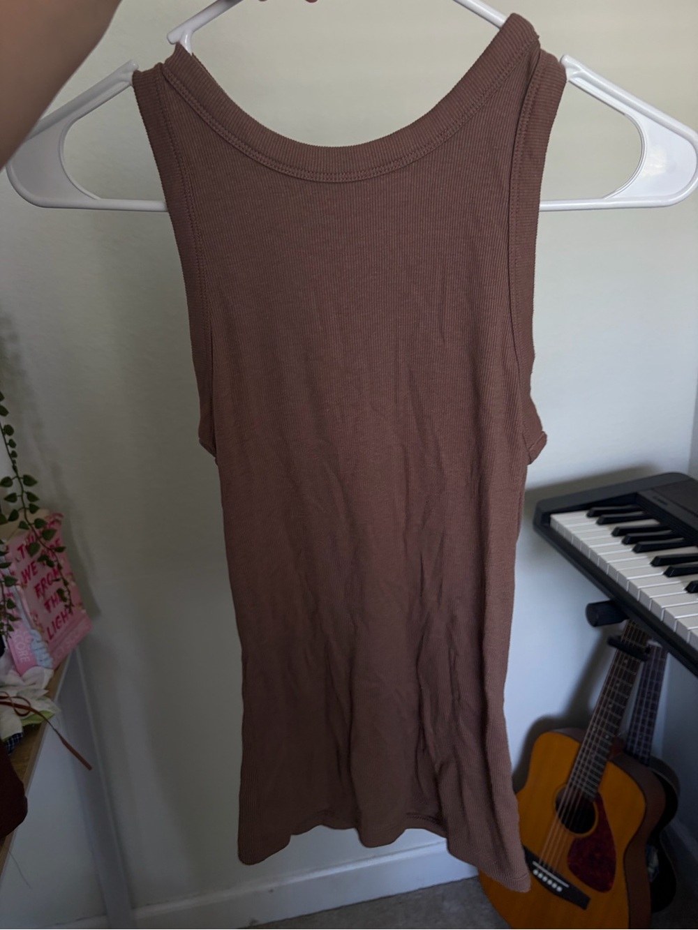 a new day Chocolate Ribbed Scoop Neck Tank Top
